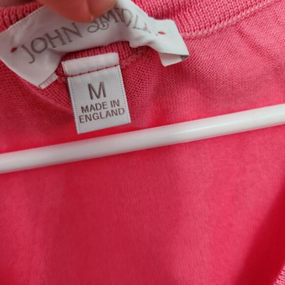 JOHN SMEDLEY Sea Island Cotton Polo Shirt M Pink Designer Knit - Picture 4 of 10